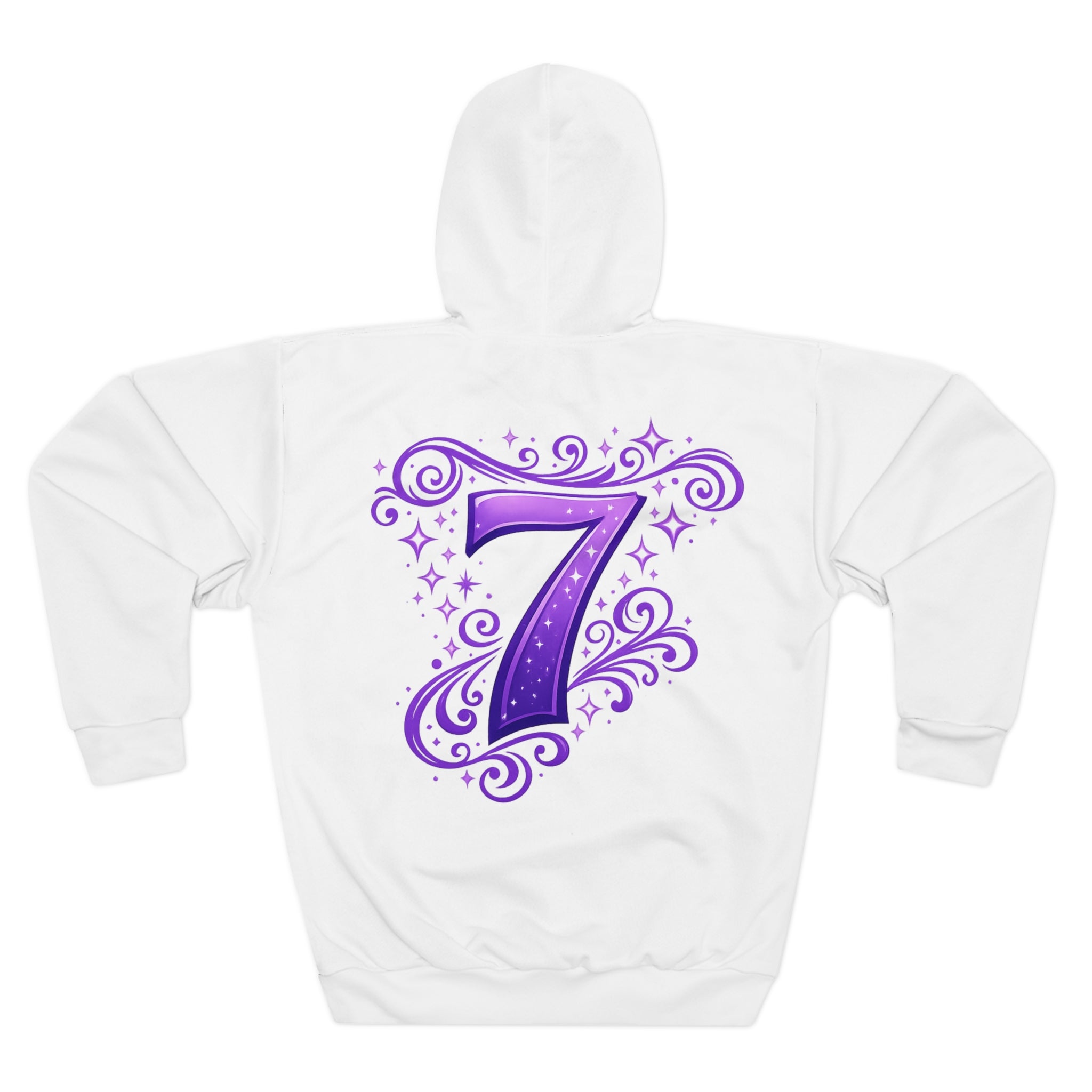 Beyond The Stars Crewneck Hoodie — “7” Cosmic Purple Design